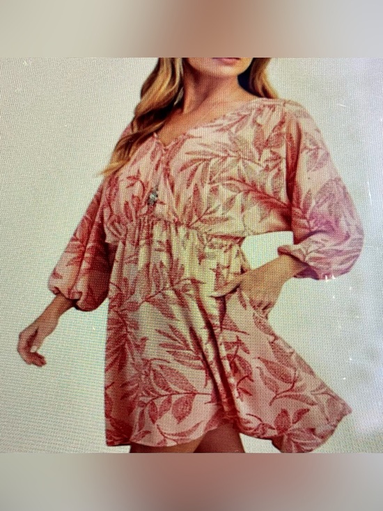 Easel Los Angeles Dresses & Skirts - Boho Floral Pink V-Neck Mini Dress